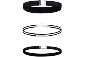 SZZETK 3 Pezzi Collana Di Velluto, Girocollo Donna Nero, Choker Velluto Donna, Collane a Collare Nero a Più Livelli, Per Colletto Di Donne e Ragazze, Balli Di Compleanno Di Halloween