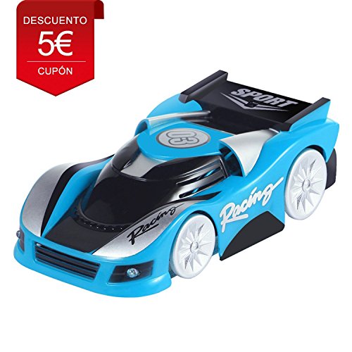 Cimiva Coche Radio Control Remoto Eléctrico Coche con Infrarrojo Teledirigido RC Infrarrojo Escalar de Pared Cohete Cable USB Juguete Color (Azul)