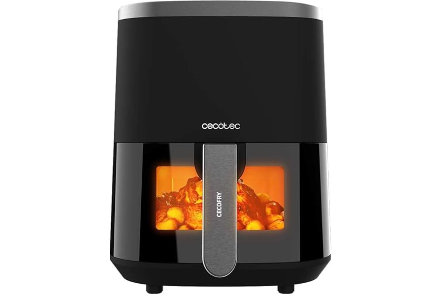 Cecotec Friggitrice ad Aria Senza Olio da 4 L con Finestra Cecofry Fantastik Window 4000. Air Fryer. 1400 W, 9 Menu, Controllo Tattile, Tecnologia PerfectCoo, 80-200ºC, Tempo Regolabile