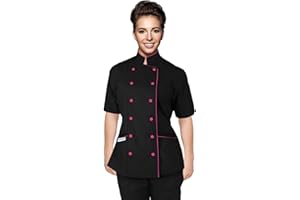 Uniformates Kurze Ärmel Damen Damen Tailored Fit Kochmantel Jacken