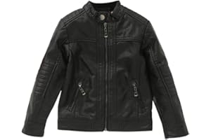 LAUSONS Veste Motard Garçon - Manteau Imitation Cuir - Blouson Simili Cuir Enfant Printemps Automne