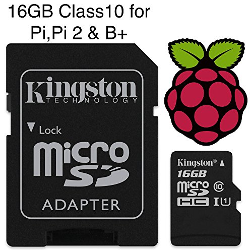 Micro-SD-Karte mit vorinstalliertem NOOBS oder Raspbian für Raspberry Pi Modell Zero, B + & Pi 2, Class 10 16GB-NOOBS