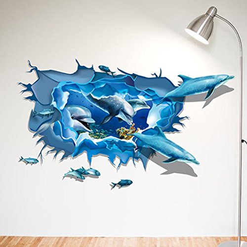 Saingace Entfernbarer Delphin 3D Meer-Ozean-Aufkleber-Wand-Abziehbild-Wand-DIY Dekor-Kind-Raum Art Wandaufkleber Wandtattoo Wandsticker - 4