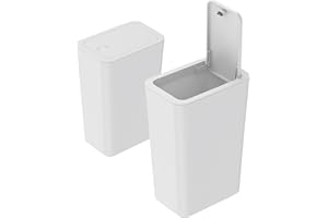 SIGHTDAY 2 Stück Mülleimer Bad,9L Mülleimer Küche,Schmaler Mülleimer Mit Deckel Mülleimer Geruchsdicht Pop-Up Deckel PP Material für Bad,Küchen,Büro,Wohnzimmer,Schlafzimmer,WC Mülleimer(Mülleimer Weiß)