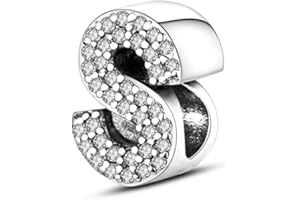 XWN 925 Sterling Silver Letter A-Z Charm Beads, compatible with Pandora bracelets, dangle pendant charms, suitable for necklaces and bracelets, ideal jewelry gifts for women.ZM1
