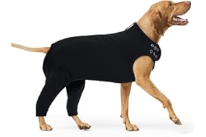 PUMYPOREITY Wundschutzanzug Hund, Op Body Nach Kastration Ellbogenschoner Leckschutz Hinterbeine Halskrause Hunde Beinschutz Knieschoner Recovery Sleeve Hunde Schutzbody(Schwarz, 3XL)