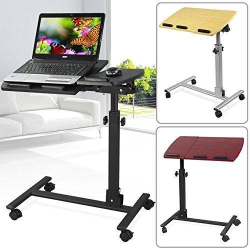 Yahee Pflegetisch Laptoptisch Betttisch Beistelltisch auf Rollen verstellbar in Höhe + Neigung - 5