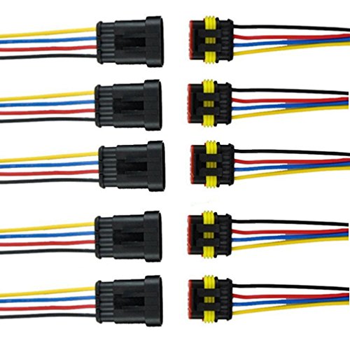 Kit 5 Pin Qiorange 1-6 Way impermeabile Cavo elettrico Connettore spina, AWG, colore: blu