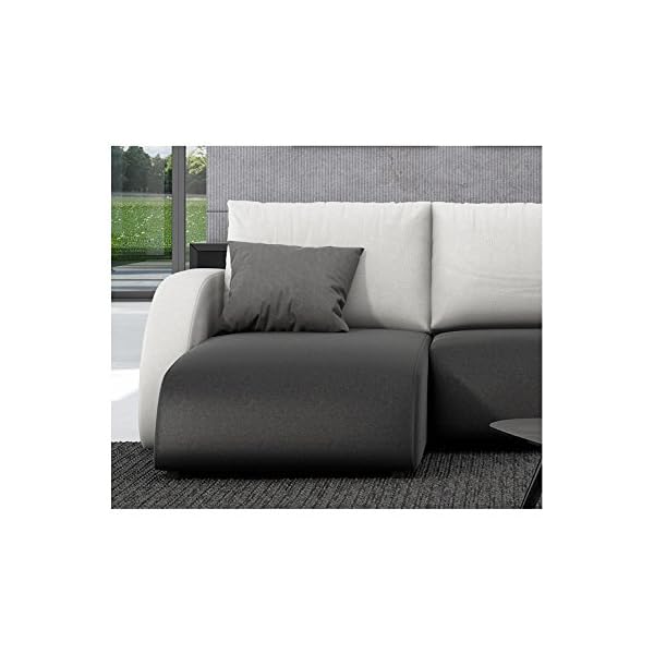 Innocent Corner sofa with sleep function in immitation leather black back cushion white Anantara - Image 4