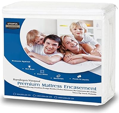 Utopia Bedding Protège-matelas imperméable haut de gamme - Ample fermeture à glissière pour protège-matelas - Protection contre les liquides, les insectes et les acariens par Utopia Bedding (140 x 200 cm)