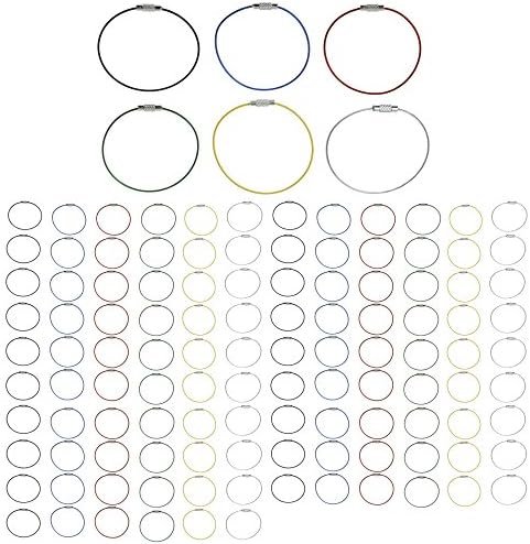 Pack of 120 Multi Coloured Spiral Wire Key Rings DS007 with Screw Cap