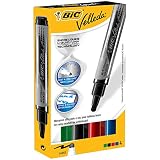 Bic 902099 Velleda Tank Feutres Effaçables à Sec - Couleurs Assorties, Etui Carton de 4