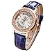 Produktbild Uhren DELLIN Qualität Japanisches QuarzWomen's Herren Kristall Strass Edelstahl Analog Quarz Armbanduhr (Blau)