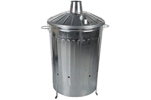 VTL® Garden Incinerator Bin Burner Galvanised Leaves Wood Rubbish Fire Pit - 90 Litre