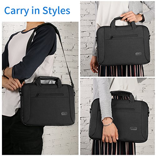 ProCase Laptop Messenger Umhängetasche Aktentasche Tasche Sleeve für Notebook Ultrabook Tablet Notebook Macbook Chromebook Computer schwarz 11 – 12 Inch - 6