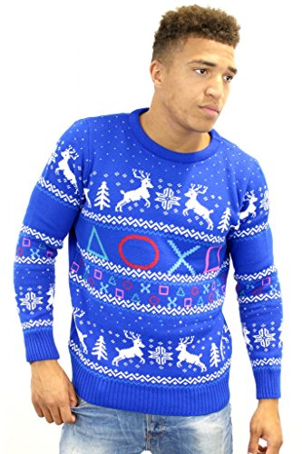Preisvergleich Produktbild PlayStation Symbols Xmas Pullover Blue M
