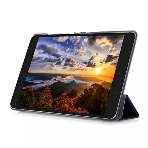 TIODIO® Für Xiaomi MI Pad 2 7.9 Hülle Case-Ultra Dünn Tri-Fold Smart-Muschel PU Leder Ultra Schlank Superleicht St?nder Smart Shell Cover Schutzhülle Etui Tasche, Displayschutzfolie und Stylus enthalten, Schwarz - 4
