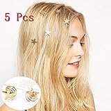 5pcs/lot Wicemoon Fashion Woman Girl Head Accessories Gold Stars Coil Spring Clips Hairpin Hair Jewelry Headwear (Color: Gold)