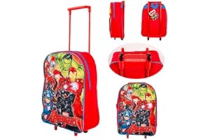 MF HANDBAGS Marvel Avengers Trolley Bag for Kids with Wheels & Extendable Handle, Ideal for Short Breaks, Holidays, Sleepovers, and School Trips