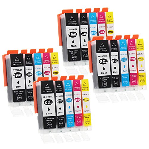 20 Druckerpatronen mit Chip und Füllstandsanzeige kompatibel zu Canon PGI-550 / CLI-551 (4x Schwarz breit, 4x Schwarz schmal, 4x Cyan, 4x Magenta, 4x Gelb) passend für Canon Pixma IP-7200 IP-7250 IP-8700 IP-8750 IX-6800 IX-6850 MG-5400 MG-5450 MG-5550 MG-5600 MG-5650 MG-5655 MG-6300 MG-6350 MG-6400 MG-6450 MG-6600 MG-6650 MG-7100 MG-7150 MG-7500 MG-7550 MX-720 MX-725 MX-920 MX-925