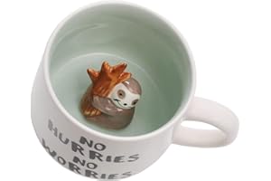Biigming Tasse Paresseux Tasse Loutre Tasse à café 3D en céramique avec motif animal à l'intérieur 350ml faite à la main tasse à lait cadeaux pour Noël, anniversaire, fête, enfants (Paresseux)