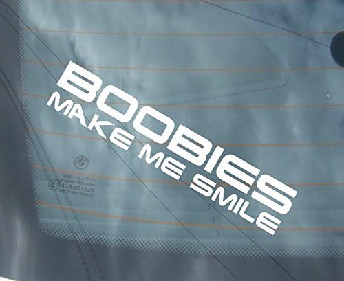 slipstreamsigns BOOBIES MAKE ME SMILE funny vinyl car sticker window bumper decal graphics JDM