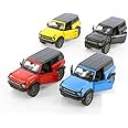 Showcasts Compatiable with Kinsmart 2022 Ford Bronco Hardtop 1:34 Scale Diecast Model Car (Set of 4, red Black Blue and Yellow)