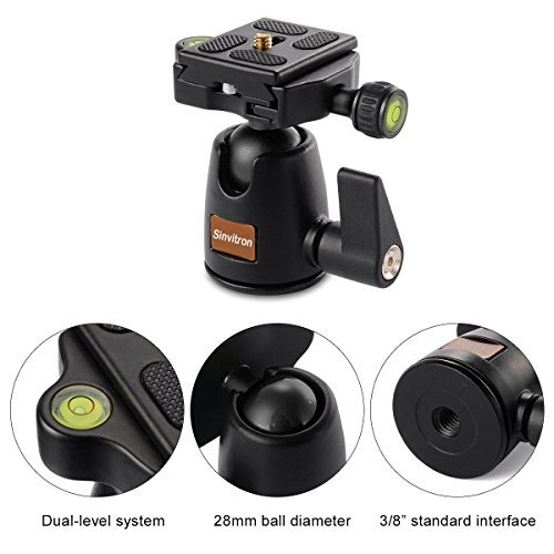 Portátil Sinvitron Profeshional magnesio aleación de aluminio Trípode monopié y cabezal de rótula para cámaras réflex digitales DV Petax cámara réflex Canon Nikon Sony trípode Q-555 altura máxima de ventilador de: 141,99 cm, carga máxima: 8 kg