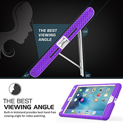 MoKo Hülle für iPad Mini 4 – Silikon + Weiss Hart Polycarbonat Protector mit faltbarem Kickstand Schutzhülle Case mit Standfunktion für Apple iPad Mini 4 7.9 Zoll IOS 2015 Genaration Tablet, Violett - 4