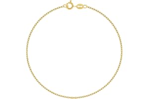 Planetys - Chaîne de Cheville Argent 925/1000 Plaqué Or Jaune 18 Carats Maille Forçat Diamantée Largeur: 1.5 mm