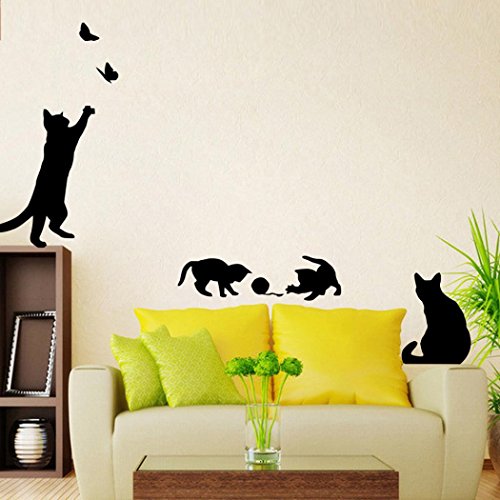 Preisvergleich Produktbild Bovake Katzen-Schmetterlings-Wand-Aufkleber-... DIY
