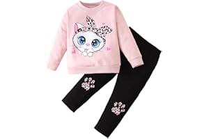 Verve Jelly Toddler Baby Girl Leopard Outfit Ruffle Manica Lunga Pullover Felpa Top Pantaloni Tuta 2 Pezzi Set Autunno Inverno Vestiti