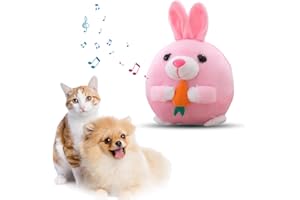 Topbashgo Balle active, en peluche, pour chien et chat, jouet, au motif du lapin rose