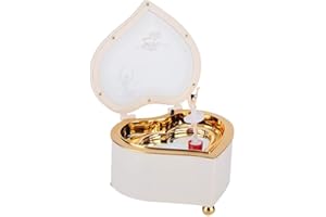 VIFER Musical Jewelry Box, Heart Shaped Dancing Ballerina Music Box Trinkets Jewelry Storage Case for Girls Women Home Decoration Gifts (White)