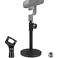 Geekria for Creators Telescoping Tabletop Microphone Stand Compatible with Blue Yeti, Yeti X, Yeti Nano, Sona, Snowball iCE, Ember, Spark SL Adjustable Desk Mic Holder with Weighted Base
