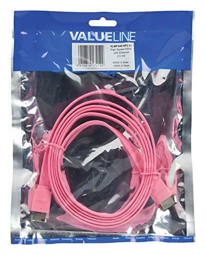 Valueline VLMP34010P2.00 High-Speed HDMI Flachkabel mit Ethernet (2m) pink - 4