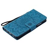 Felfy Lanyard Hülle für Huawei P8 Lite 2016,Huawei P8 Lite 2016 Tasche Elegante Retro Handyhülle Tasche Flip Cover Wallet Flower Blau Sonnenblume Prägung Muster Strap Muster Brieftasche Folio [PU Leder & TPU Silikon Inner Case] Ledertasche mit Kreditkartenhalter Slots und Magnetverschluss Tasche Hüllen Schutzhülle Bumper Shell Schutz Hülle Case für Huawei P8 Lite 2016 + 1x Silver Stylus + 1x Bling Dust Plug[Farbe Random] - 2