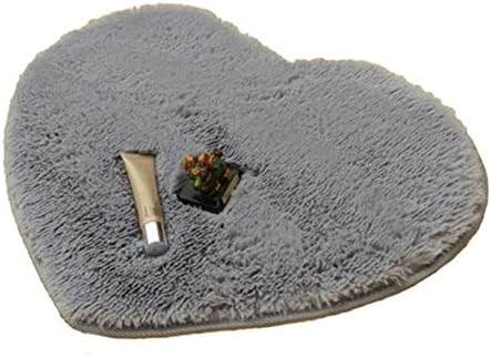Kitty princess Nonslip Back Design Polyester Fiber Sweet Heart Shape Floor Mat Bedroom Area Rug Carpet 50cm*60cm - Grey