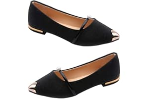 Holibanna Zapatos de Ballet de Mujer con Punta Puntiaguda Brillantina Elegante con Perlas Deslizantes para Primavera Verano