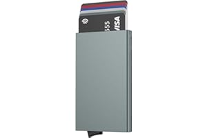 Stock Líder-Tarjetas De Aluminio, Tarjetero Metálico RFID 5 Colores, Porta Tarjetas De Crédito, Cartera, Regalos Originales para Hombre (Gris Oscuro)