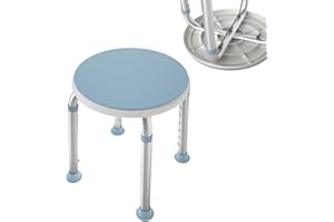 HENGMEI Obracany o 360° taboret prysznicowy, krzesło prysznicowe, taboret łazienkowy, regulacja wysokości, taboret łazienkowy, siedzisko prysznicowe, siedzisko łazienkowe