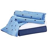 BORNINO Mullwindeln im 3er-Pack 80x80cm Stoffwindel, blau/weiß