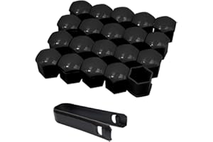 20 Stück Rad Bolzen Mutter Abdeckung,Asudaro 17mm/19mm/21mm Universal Radmutterkappe Anti-Diebstahl Radmutter Felgenabdeckung Radschrauben Radmuttern Radbolzen Kappen mit Entfernungswerkzeug Schwarz