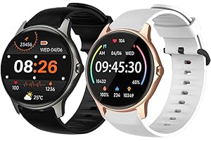 Blueshaweu Strap Compatible with LW51 Smartwatch, Classic Sport Silicone Replacement Watch Strap for Enomir LW51 / Gydom LW51 Smartwatch (Black + White)