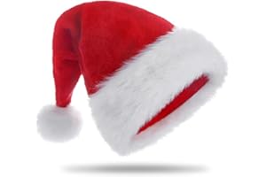 LSUWDE Santa Hat, Christmas Hat, Santa Claus Hat, Thicken Velvet Christmas Hat, Adults Traditional Christmas Hats, Velvet Faux Fur Hat, Novelty Christmas Party Hats, for Christmas Holiday Party Supplies