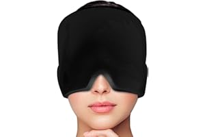 YFCVIP Migräne Kühlmaske, Kältetherapie Kopfschmerzen Maske Kalte Kompresse zur Linderung für Kopfschmerzen | geschwollene Augen | Nebenhöhlen | Nervosität (Schwarz)