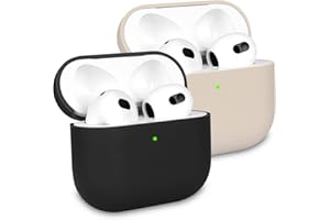 2 Stück KOKOKA Silikon Hülle Kompatibel mit Airpods 3rd Generation Case und Schutzhülle für AirPods 3, Stoßfeste Weiche Dünne Case für Airpods 3, Front-LED Sichtbar, Schwarz/Starlight