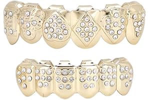 HURRISE Grilles Dentaires, Set De Dents Grillz Hip Décoration Pour Halloween Grillz Pour Bijoux Cadeau De Fête(Or)