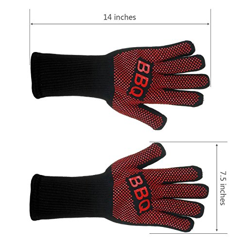 XY Life Topfhandschuhe Grillhandschuhe ,Hitze Beständig Silikon Baumwoll BBQ handschuhe,1 paar - 2