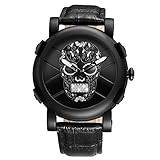 jiangyuyan Herren skull analog Quarzwerk Uhren Mit Leder 109901